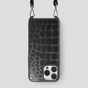 Crossbody Sport Case For iPhone 15 Pro Max In Patina Alligator Flexible Edge Texture