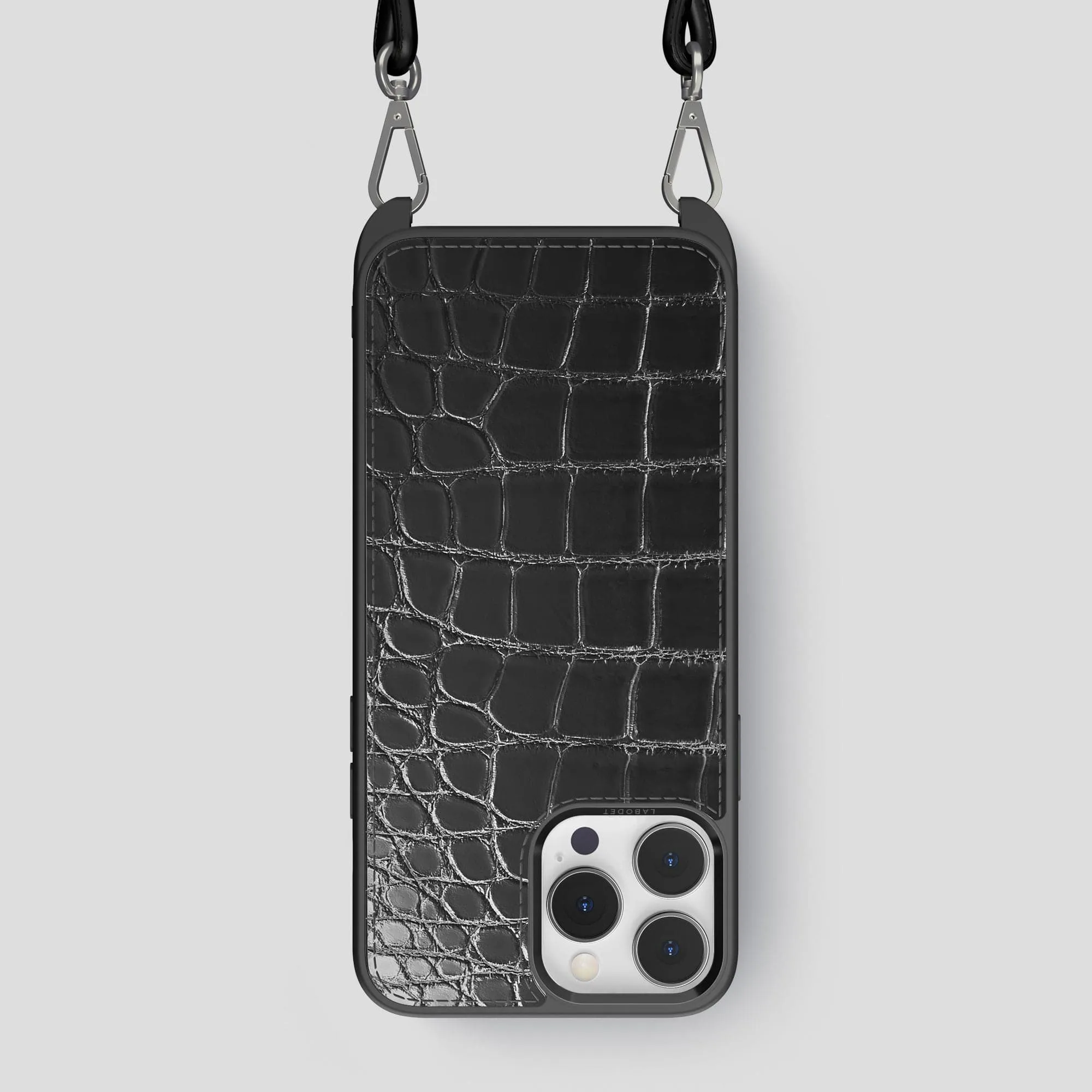 Crossbody Sport Case For iPhone 15 Pro Max In Patina Alligator Flexible Edge Texture