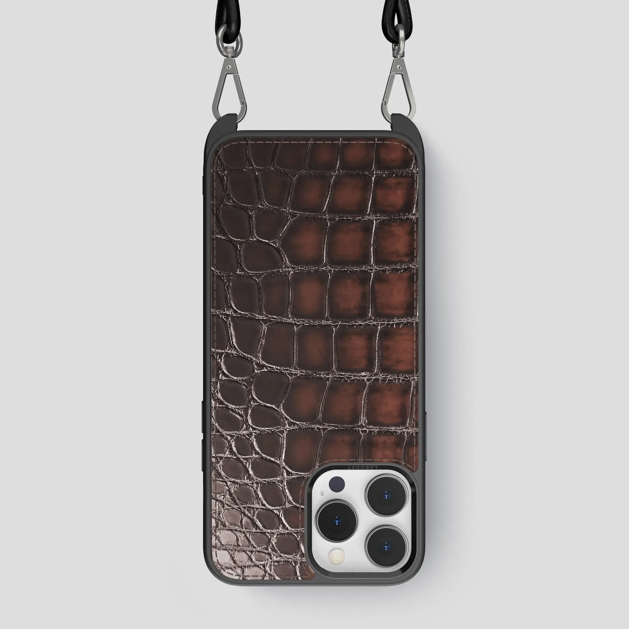 Crossbody Sport Case For iPhone 15 Pro Max In Patina Alligator Flexible Edge