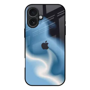 Everyday Comfort Minimal Shield Texture Blue Waves Glass Case for iPhone 17