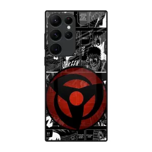 Protective Layer Comfort Fit Edge Sharingan Glass Case for Samsung Galaxy S22 Ultra 5G
