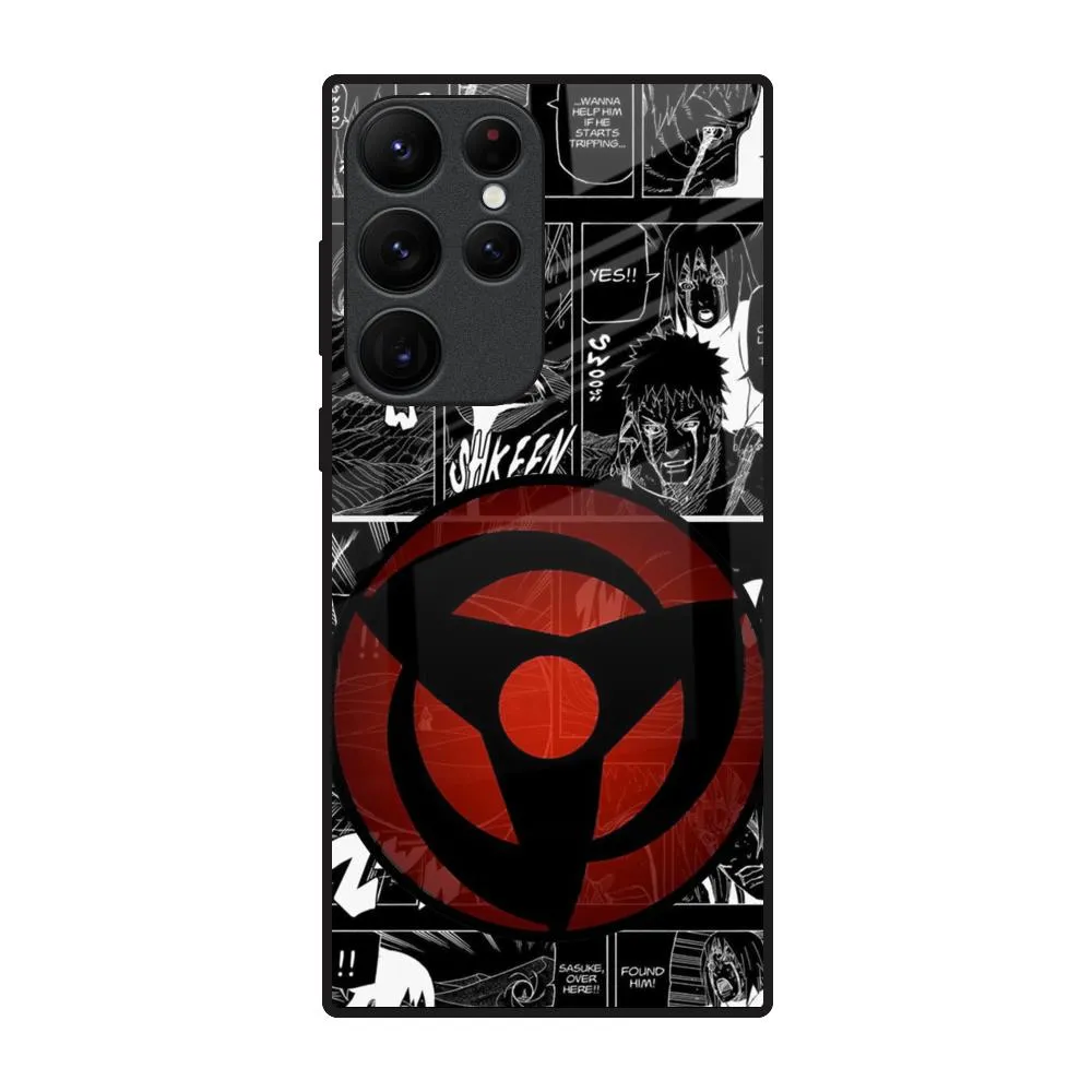 Protective Layer Comfort Fit Edge Sharingan Glass Case for Samsung Galaxy S22 Ultra 5G