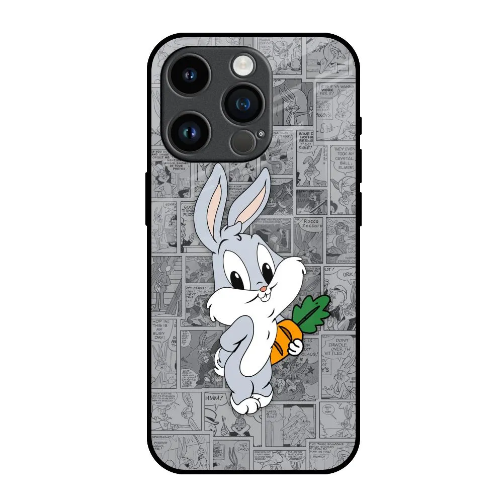 Cute Baby Bunny Glass Case for iPhone 14 Pro Office Accessory Modern Look