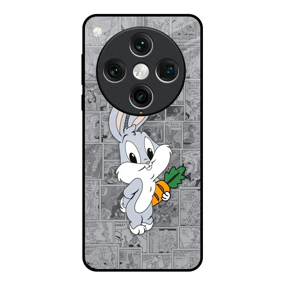 Cute Baby Bunny Glass Case for Oppo Find x8 Pro Colorful Finish Urban Style