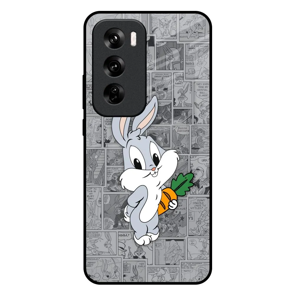 Cute Baby Bunny Glass Case for Oppo Reno 12 Pro 5G Modern Aesthetic