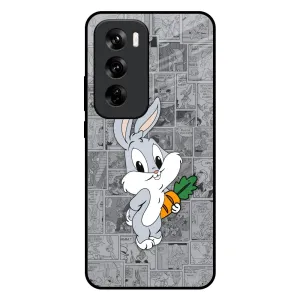 Cute Baby Bunny Glass Case for Oppo Reno 12 Pro 5G Modern Aesthetic