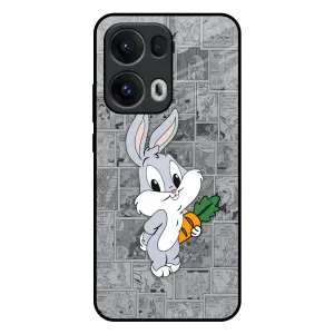 Cute Baby Bunny Glass Case for Oppo Reno13 Pro 5G Everyday Style