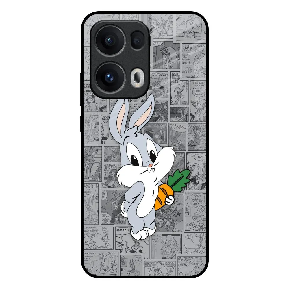 Cute Baby Bunny Glass Case for Oppo Reno13 Pro 5G Everyday Style