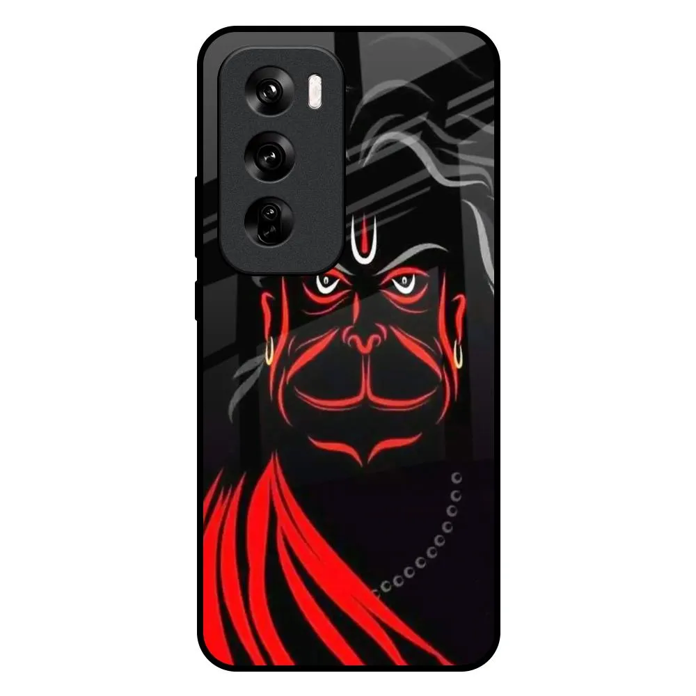 Stylish Layer Texture Lord Hanuman Glass Case For Oppo Reno 12 Pro 5G