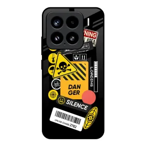 Soft Frame Danger Signs Glass Case for Mi 15 5G