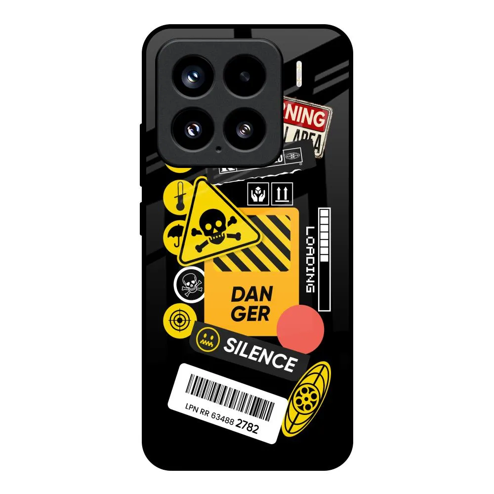 Soft Frame Danger Signs Glass Case for Mi 15 5G