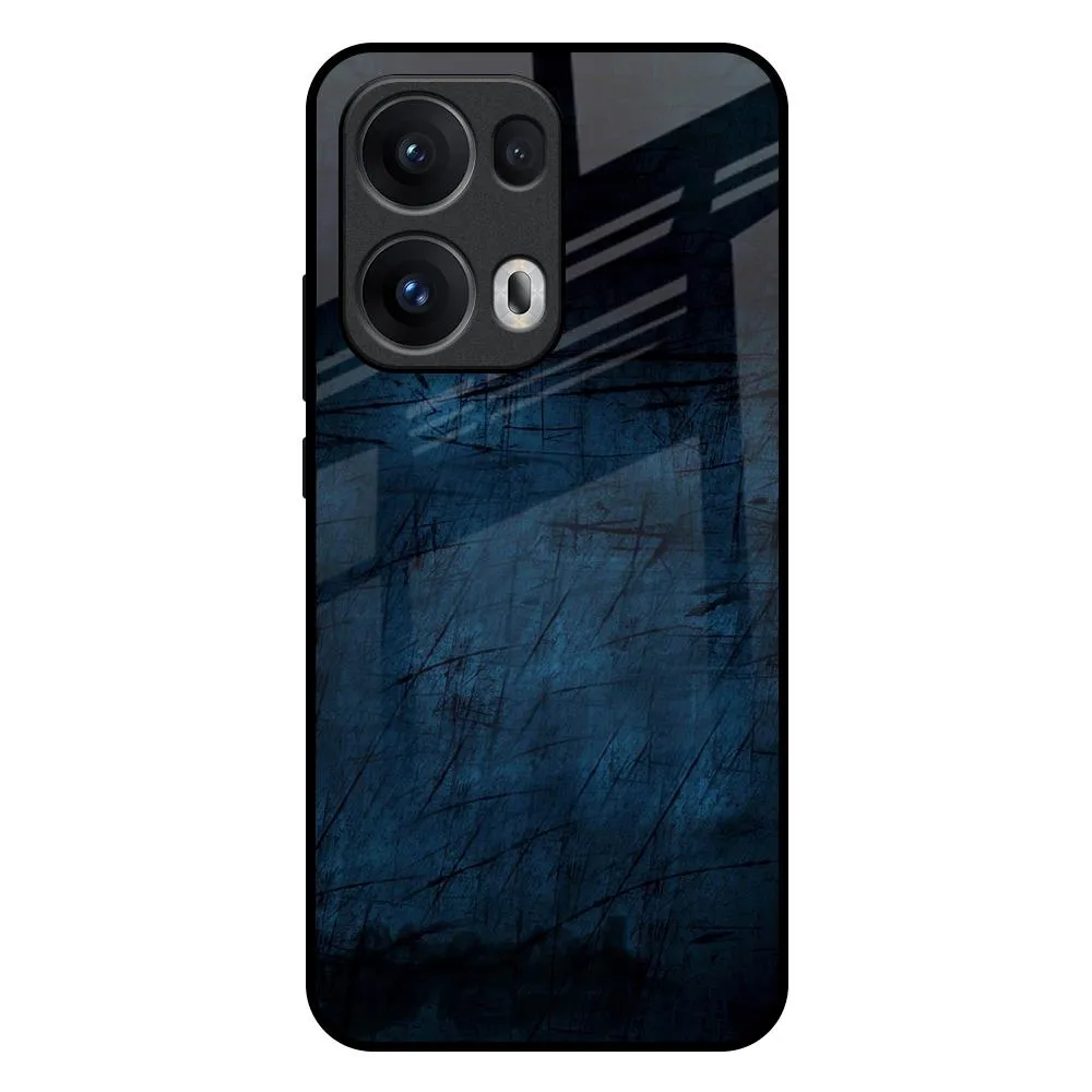 Protective Texture Finish Dark Blue Grunge Glass Case for Oppo Reno13 Pro 5G