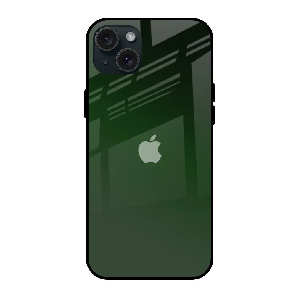 Deep Forest Glass Case for iPhone 15 Plus Stylish Grip Texture