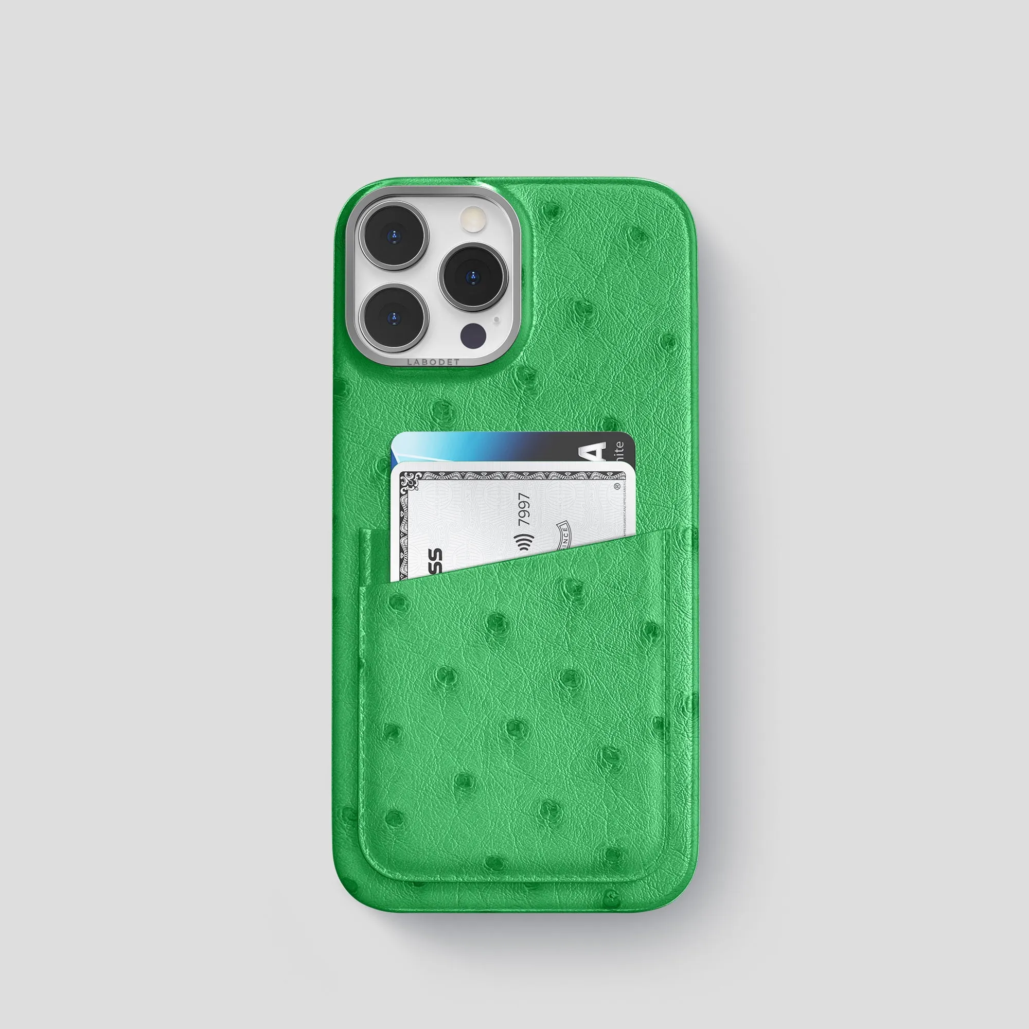 Double Card Case For iPhone 15 Pro In Ostrich Comfort Grip