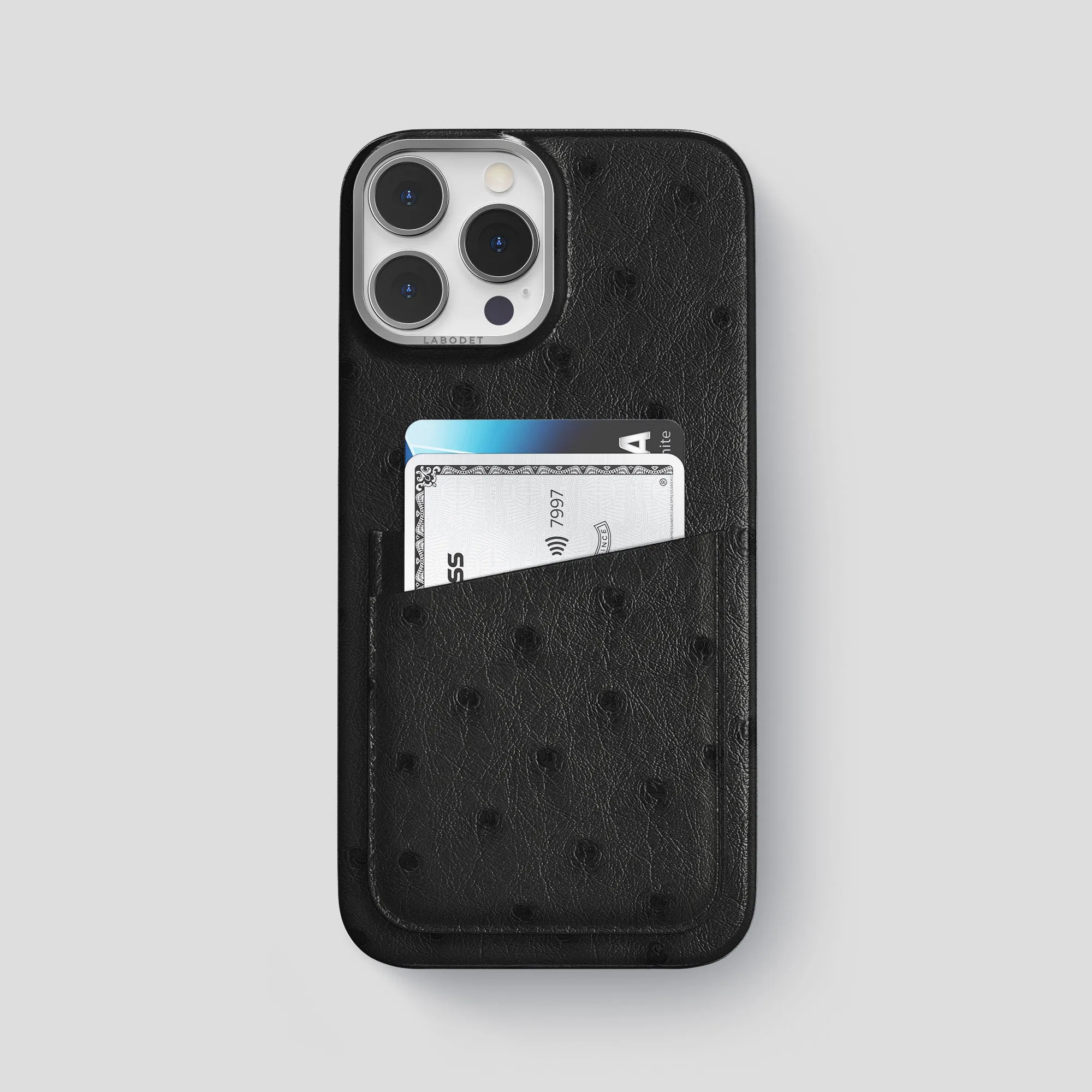 Clear Frame Double Card Case For iPhone 15 Pro Max In Ostrich