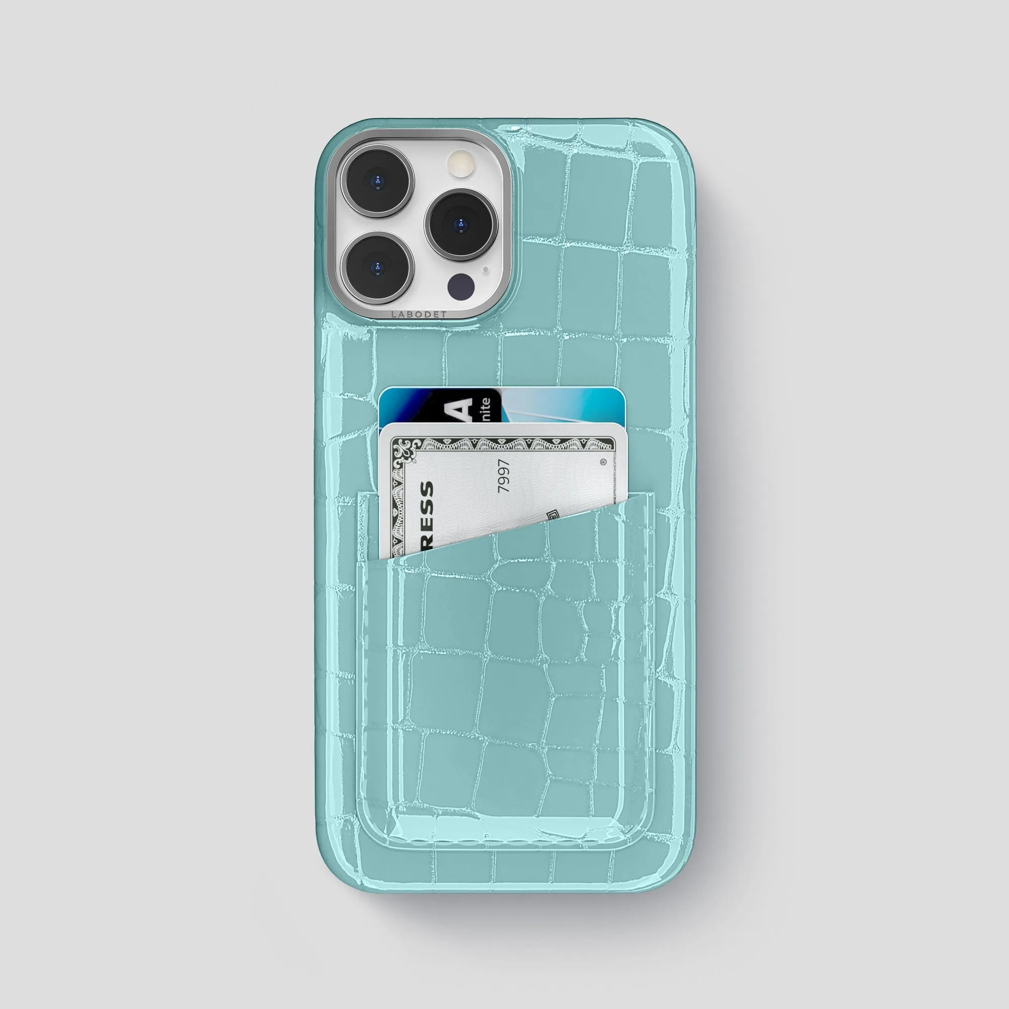 Double Card Case For iPhone 15 Pro Max In Shiny Alligator Protective Design