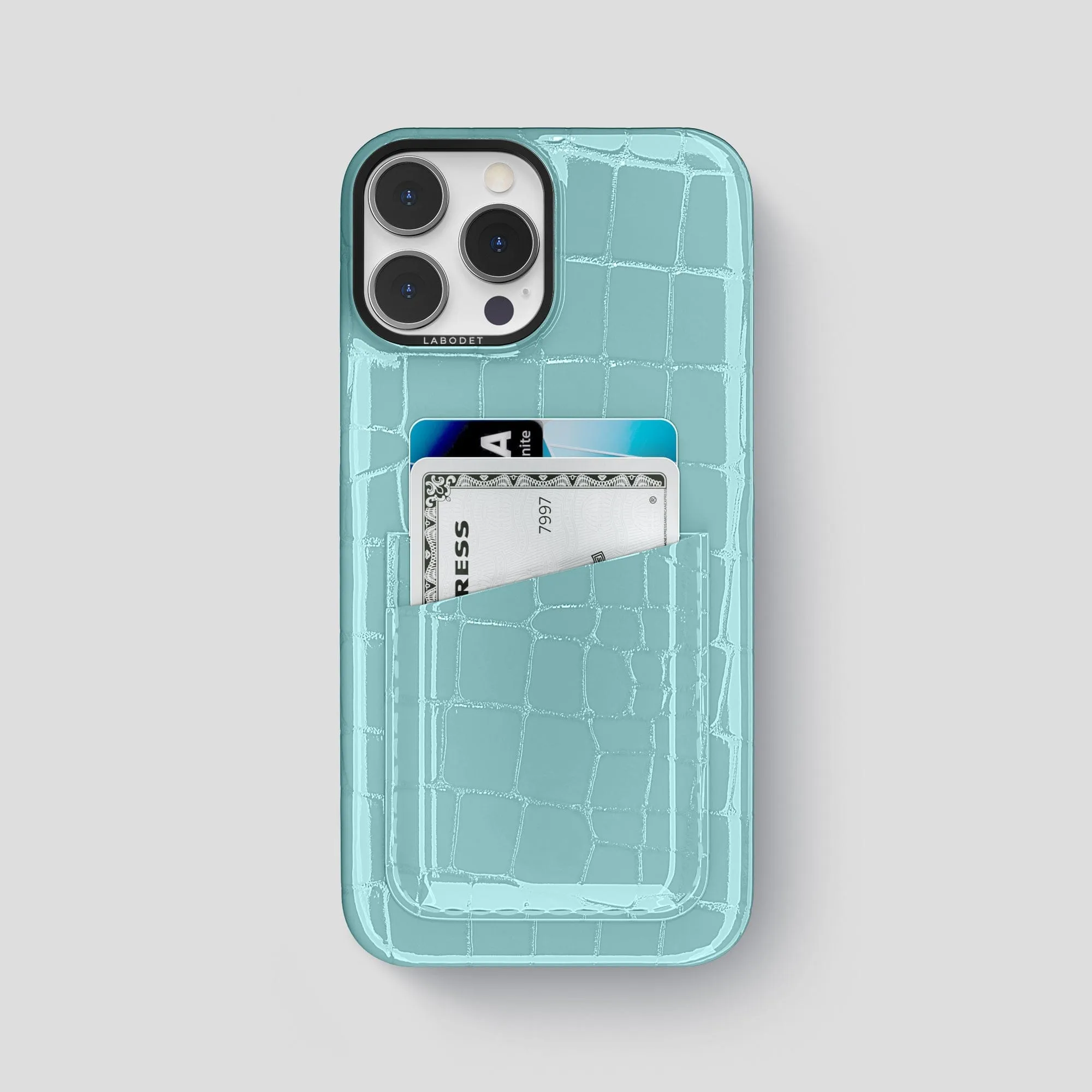 Double Card Case For iPhone 15 Pro Max In Shiny Alligator Premium Grip