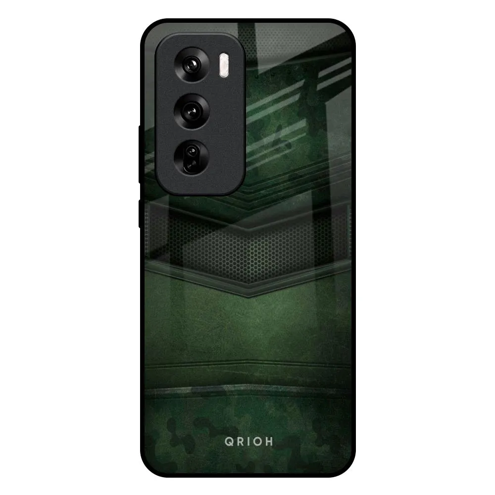 Grip Layer Green Leather Glass Case for Oppo Reno 12 5G