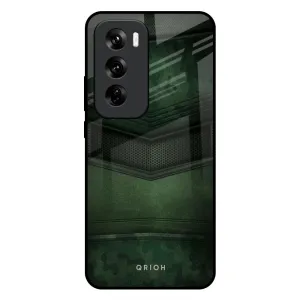 Grip Layer Green Leather Glass Case for Oppo Reno 12 5G