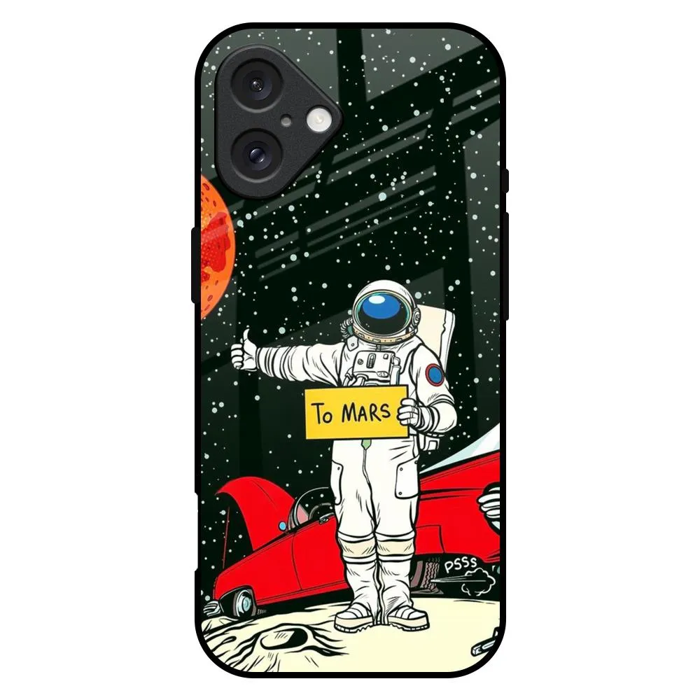 Premium Style Slim Profile Astronaut on Mars Glass Case for iPhone 16 Plus