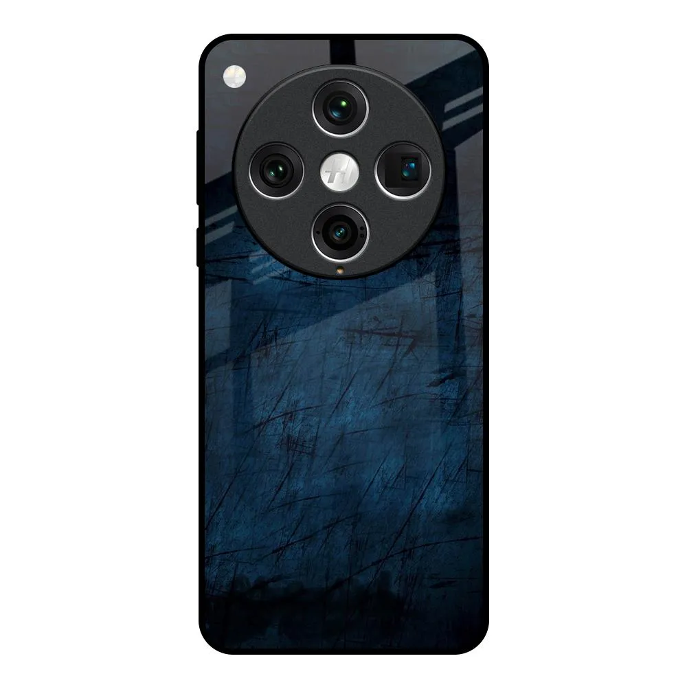 Rugged Build Texture Dark Blue Grunge Glass Case for Oppo Find x8 Pro