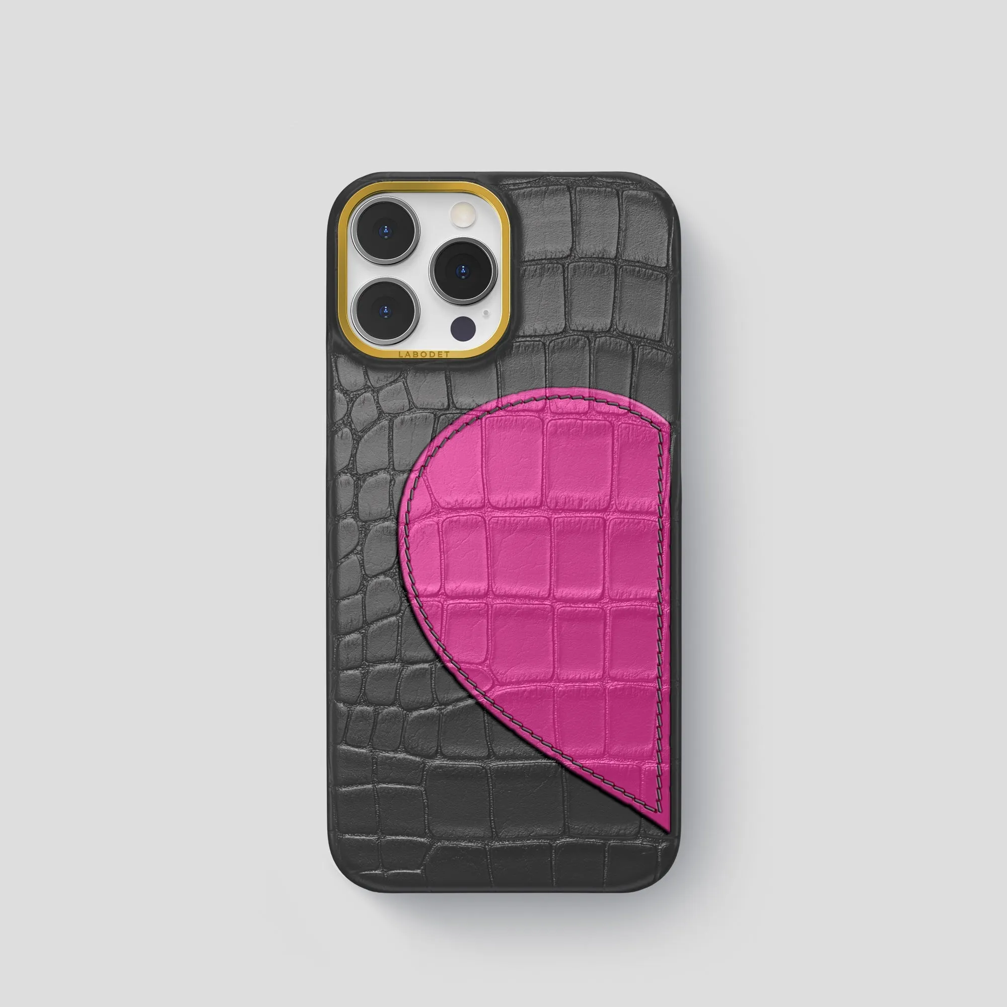 Premium Build Layer simple design Classic Case With Half Heart - Right For iPhone 15 Pro In Alligator
