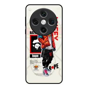 Shockproof Corners Bape Luffy Glass Case for Oppo Find x8 Pro