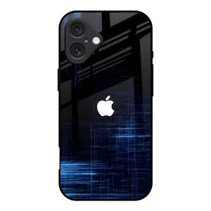 Blue Scratch Glass Case for iPhone 16 Sleek Guard Sleek Texture