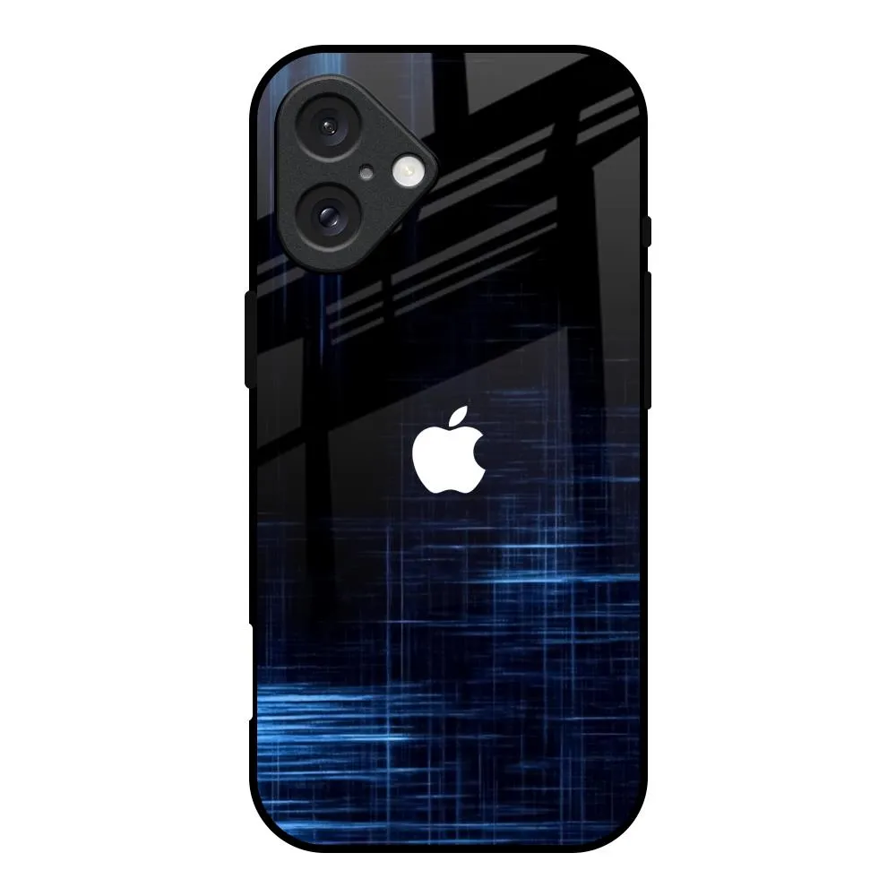 Blue Scratch Glass Case for iPhone 16 Sleek Guard Sleek Texture