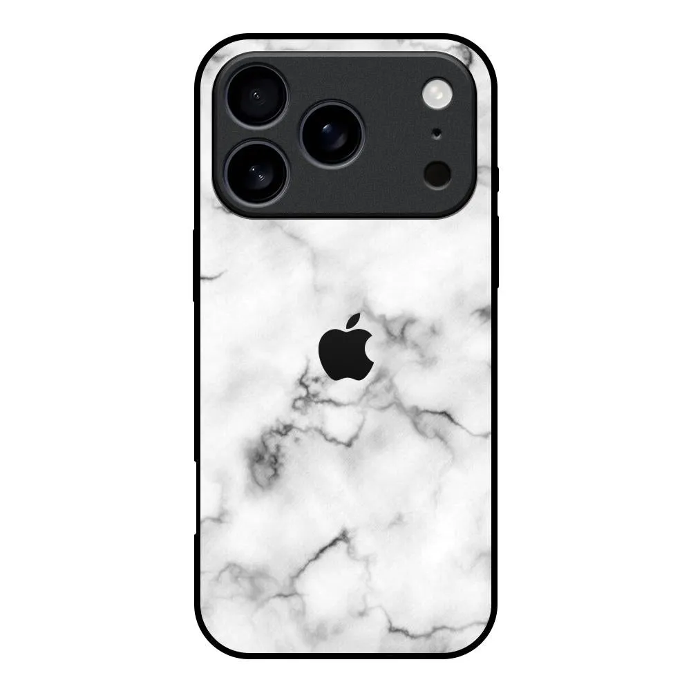 Creative Texture Protective Build Texture Satin White Marble Glass Case for iPhone 17 Pro