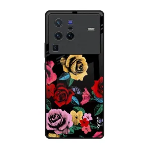 Smooth Grip Layer Floral Decorative Glass Case For Vivo X80 Pro 5G