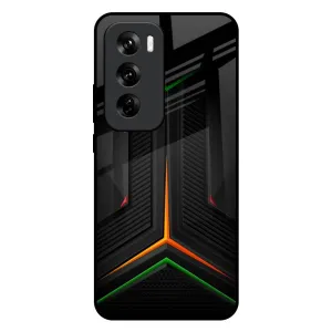 Soft Edging Modern Texture Look Modern Ultra Chevron Glass Case for Oppo Reno 12 Pro 5G