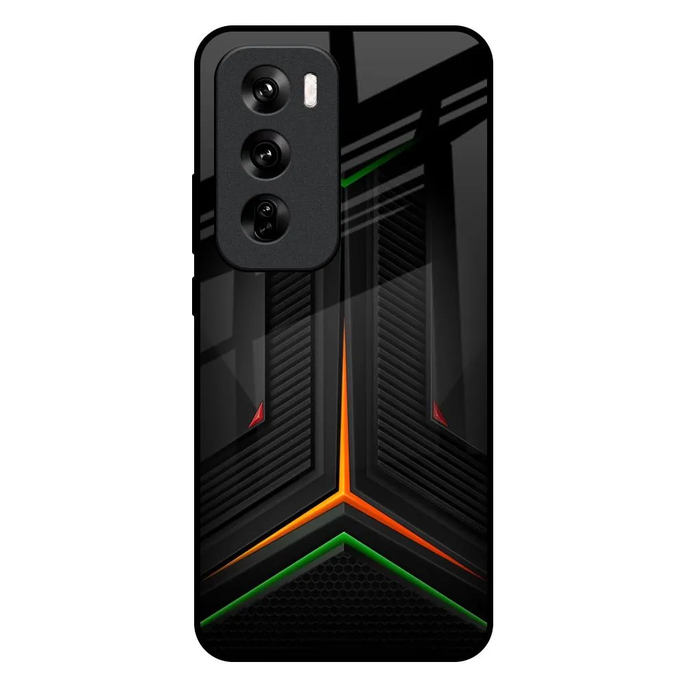 Soft Edging Modern Texture Look Modern Ultra Chevron Glass Case for Oppo Reno 12 Pro 5G