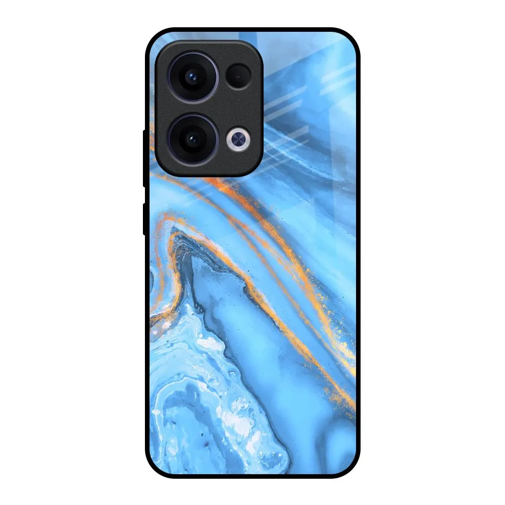 Vibrant Blue Marble Glass Case for Oppo Reno13 5G Urban Minimalism Flexible Edge