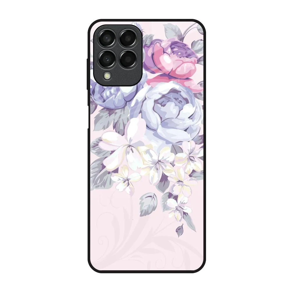 Elegant Floral Glass Case for Samsung Galaxy M53 5G Sporty Design