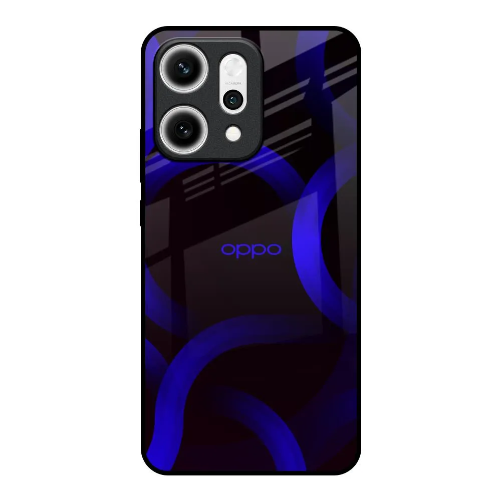 Futuristic style Blue Ring Light Glass Case for Oppo Reno14 5G