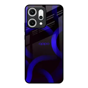 Futuristic style Blue Ring Light Glass Case for Oppo Reno14 5G