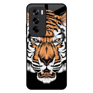 Angry Tiger Glass Case For Oppo Reno 12 Pro 5G Matte Shield Layer