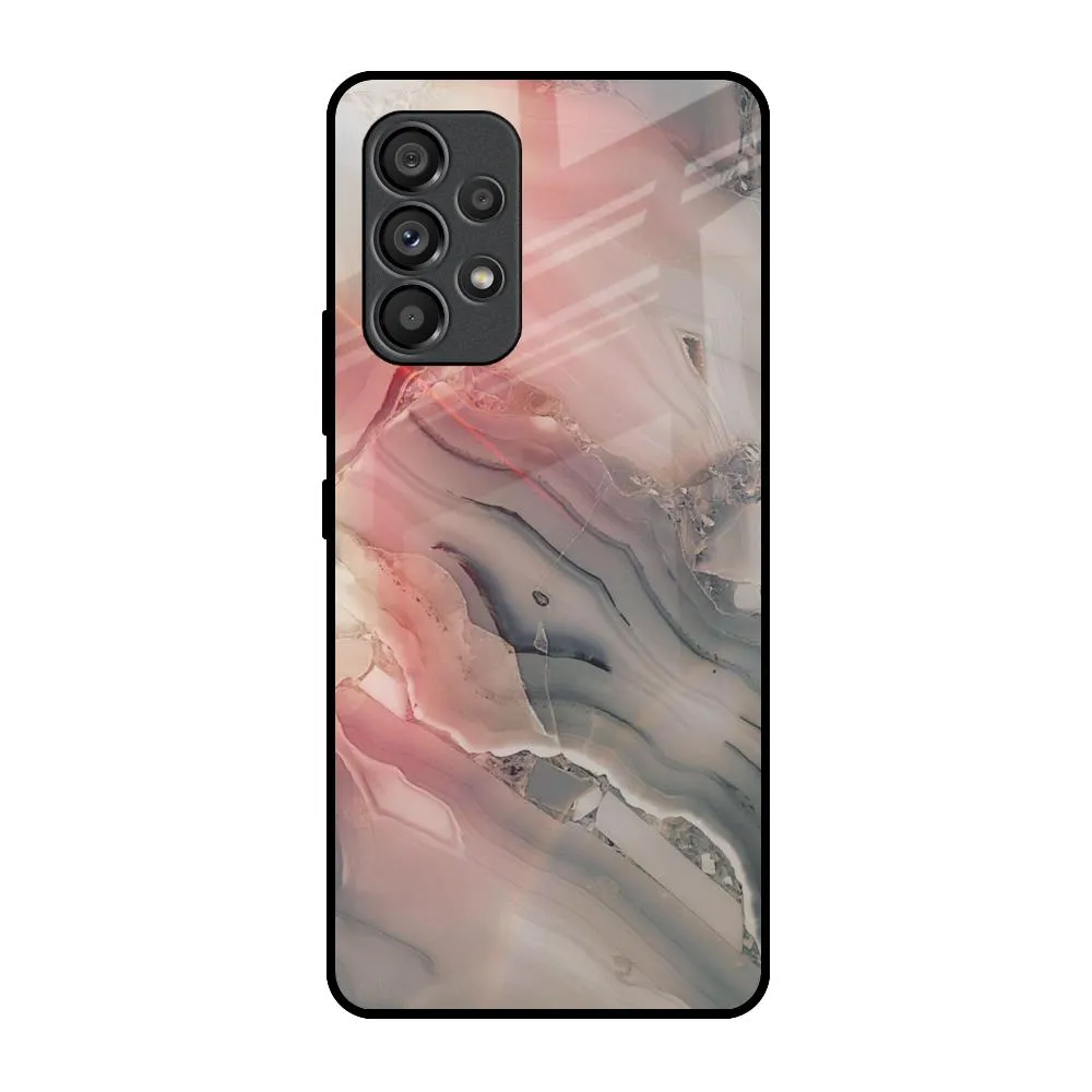 Strong material Pink And Grey Marble Glass Case For Samsung Galaxy A53 5G