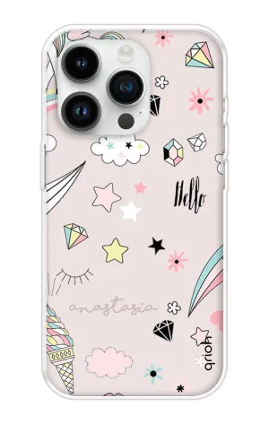Unicorn Doodle Soft Cover For iPhone 14 Pro Durable Finish Layer Matte Texture Layer