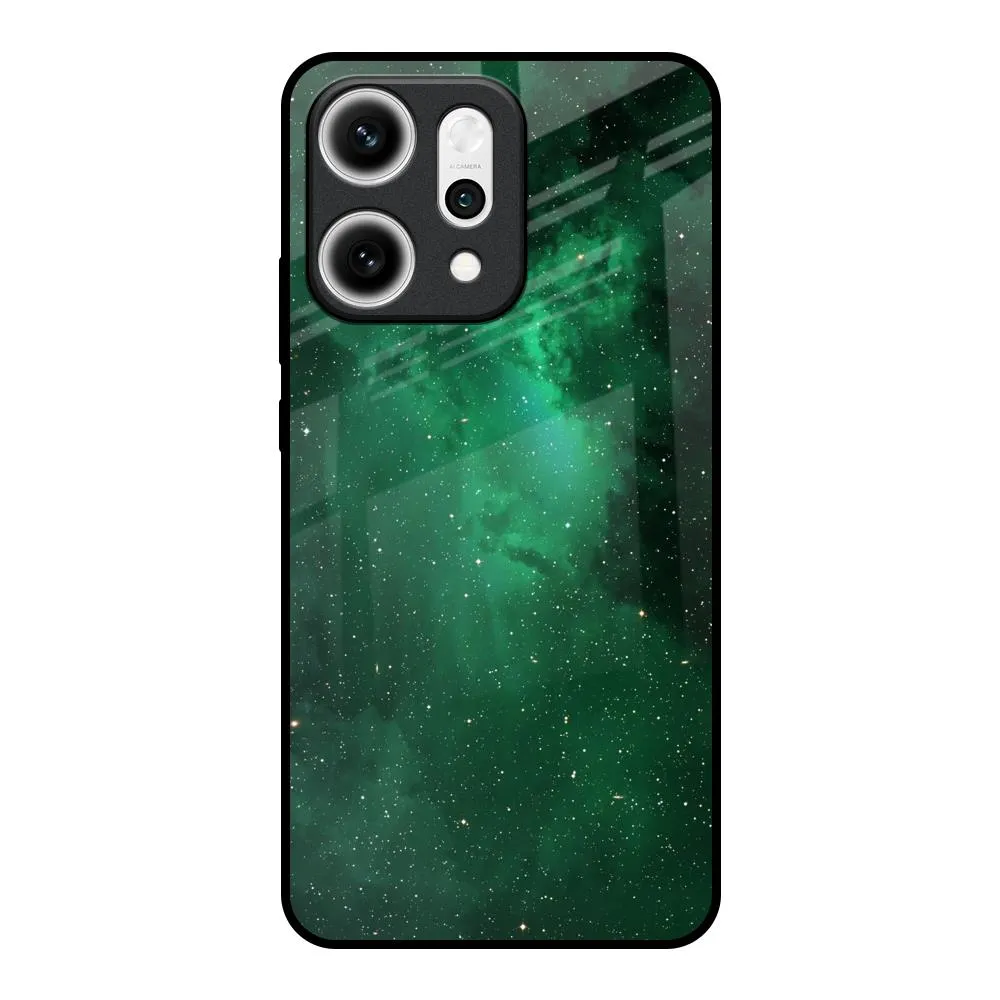 Rugged Outline Emerald Firefly Glass Case For Oppo Reno14 5G
