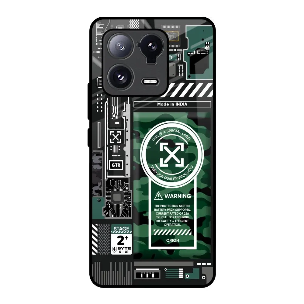 Comfort Build Green Camo Circuit Glass Case for Mi 13 Pro