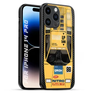 Yellow Racing Car Glass Case for iPhone 14 Pro Compact Pattern