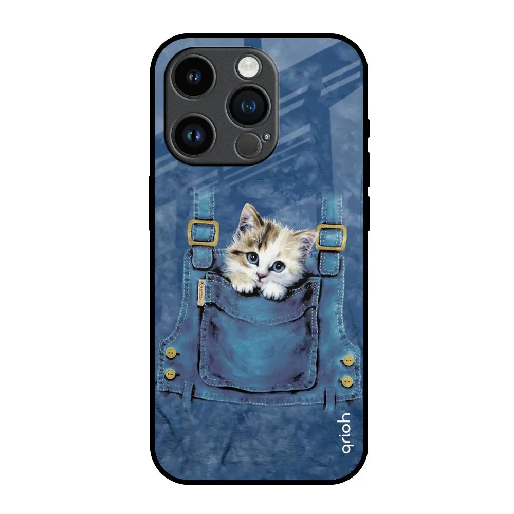 Fashion Design Luxury Pattern Kitty In Pocket Glass Case For iPhone 14 Pro