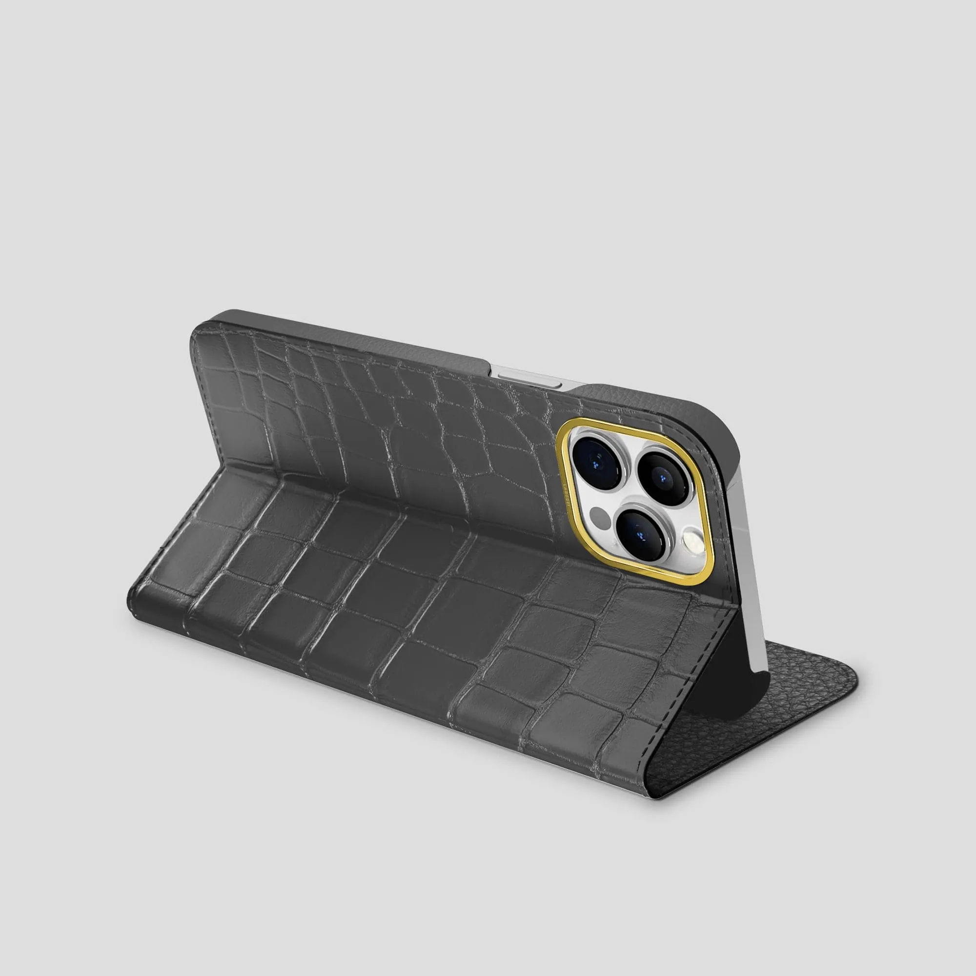 Folio Stand Case For iPhone 15 Pro In Alligator Personal Style Creative Texture