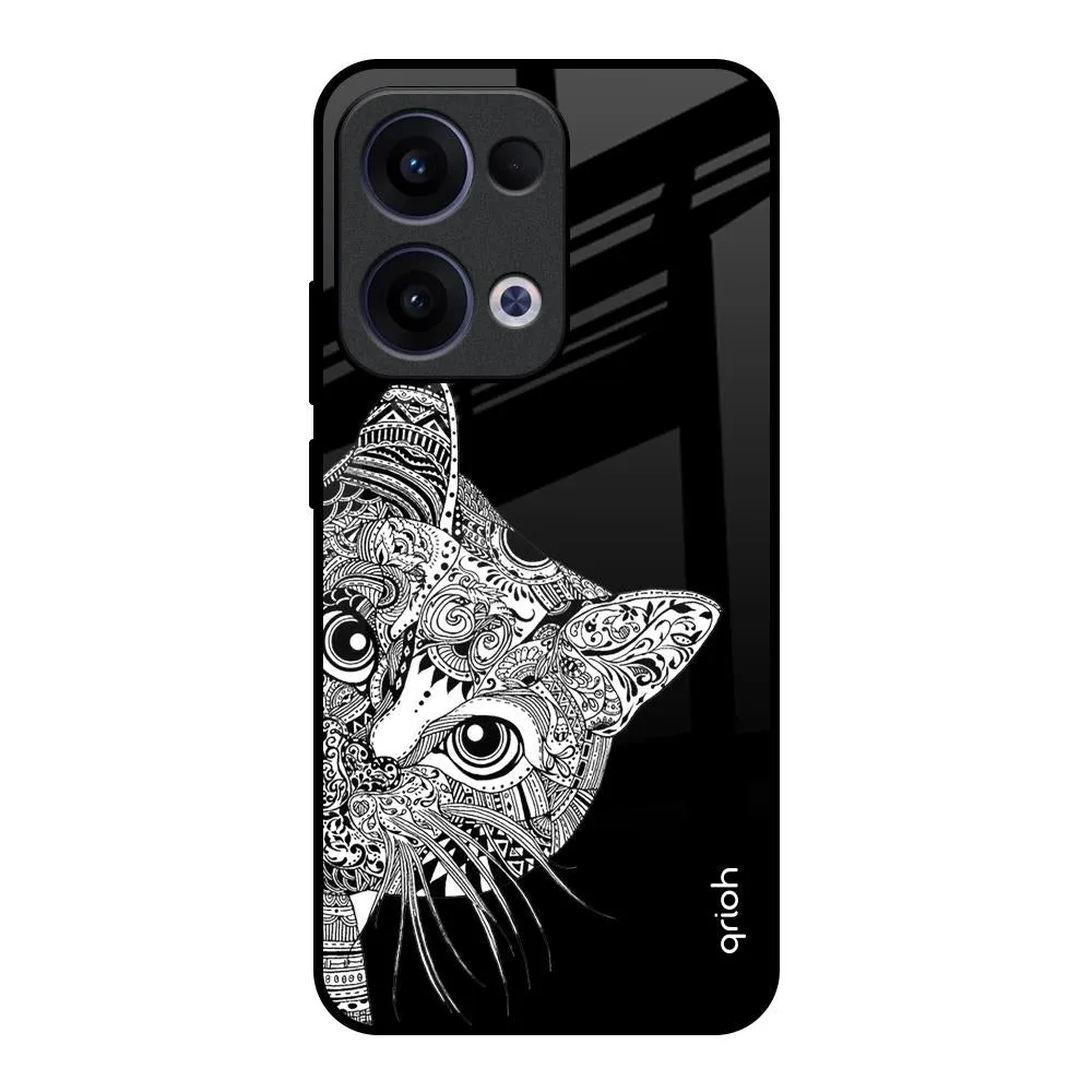 Impact Cushion Crystal Finish Kitten Mandala Glass Case for Oppo Reno13 5G