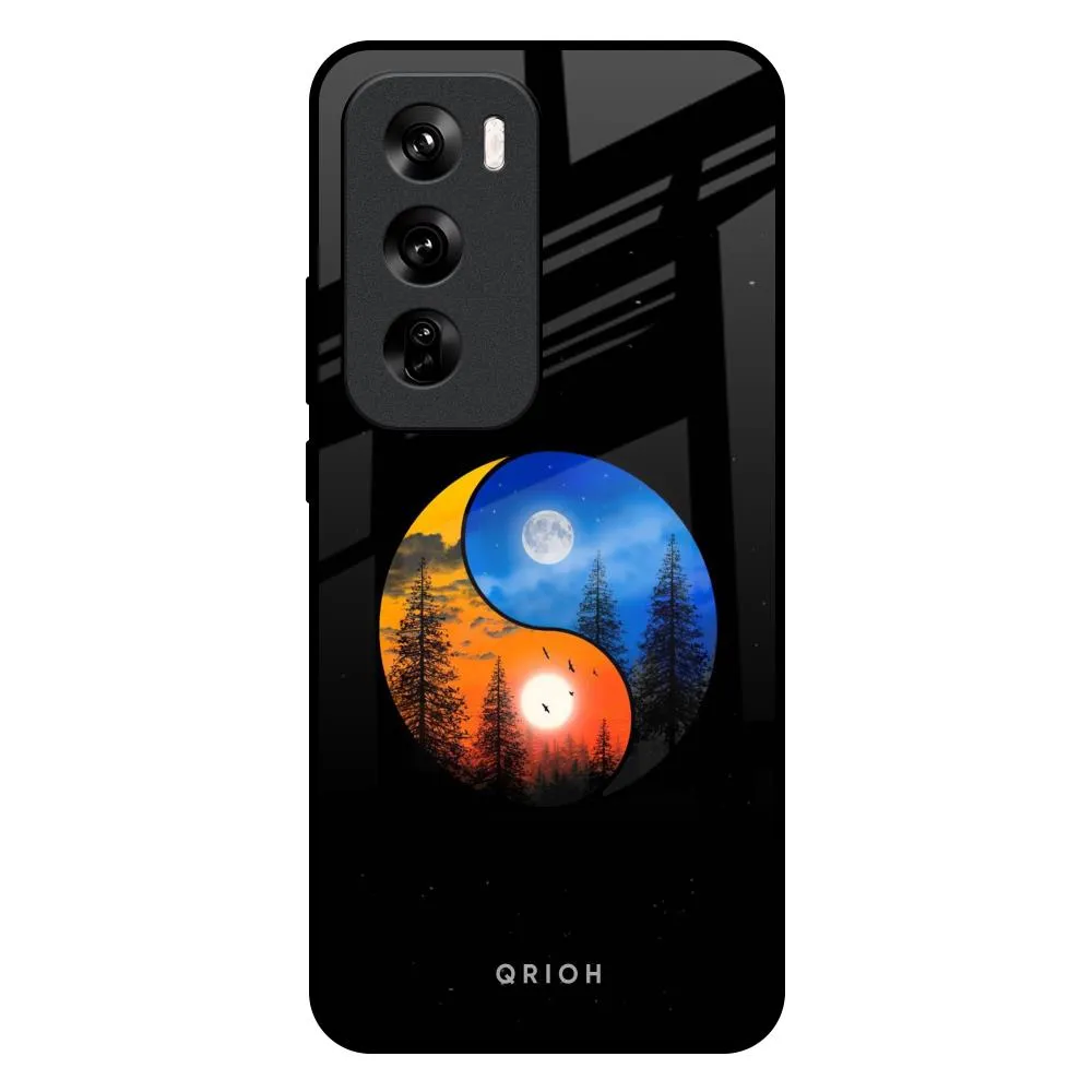 Yin Yang Balance Glass Case for Oppo Reno 12 Pro 5G Shock Frame Smooth Surface