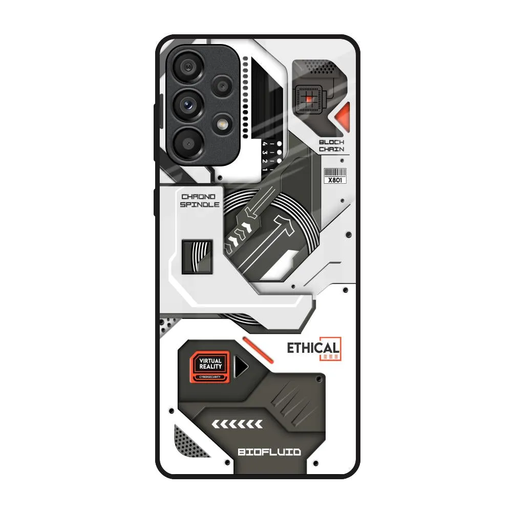 Professional Look Protective Frame Design Explore Circuit Glass Case for Samsung Galaxy A73 5G