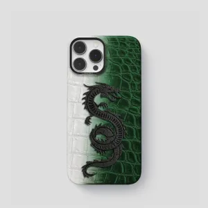 Classic Case With Carbon Dragon For iPhone 15 Pro In Himalayan Crocodile Luxury Build