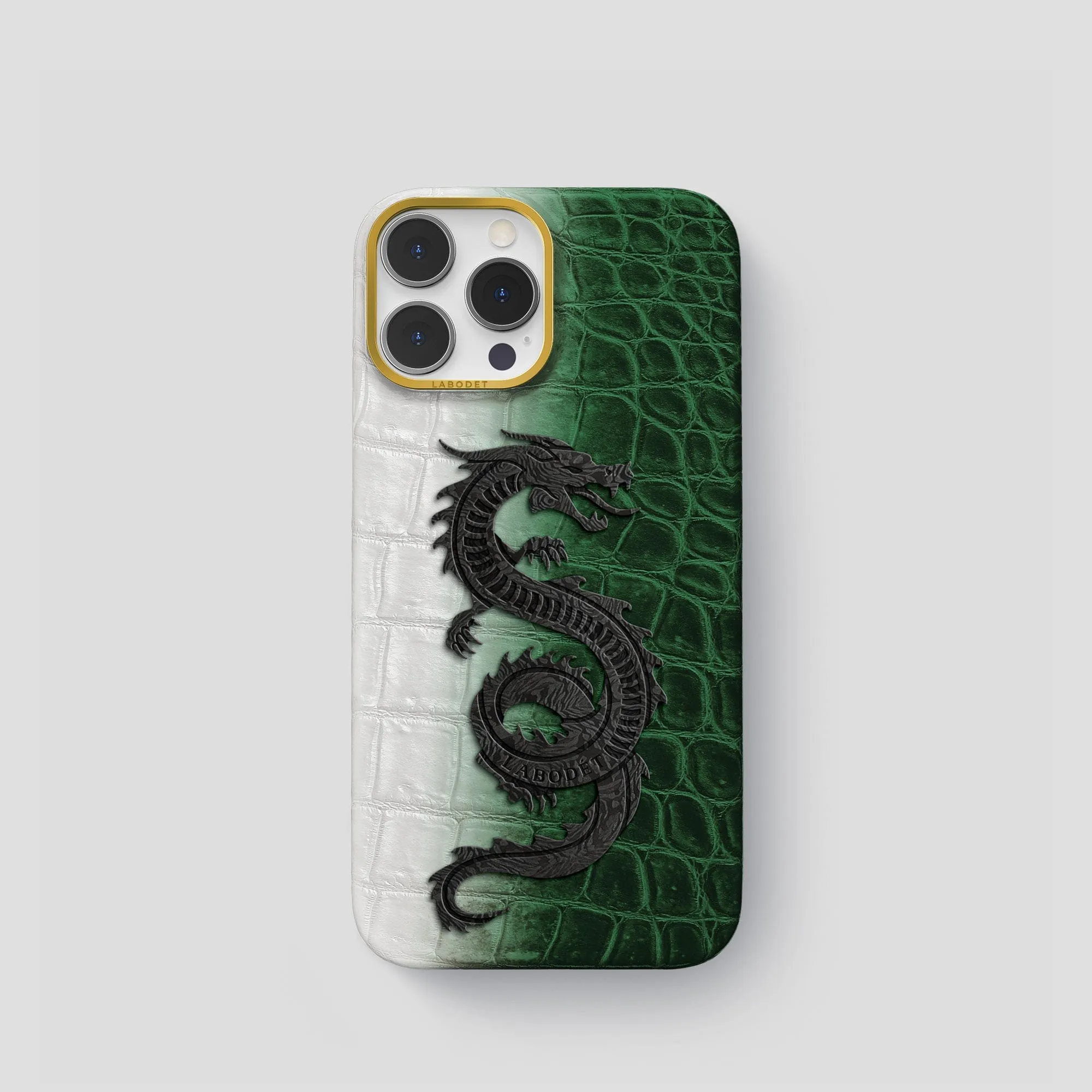 Classic Case With Carbon Dragon For iPhone 15 Pro In Himalayan Crocodile simple design